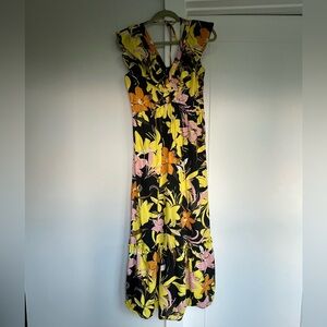 Who What Wear Floral Maxi Dress - Black, Yellow, Pink